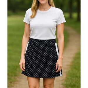 T by Talbots Athletic Skort Skirt  Women's Size Mp  Black Polka Dot  Activewear